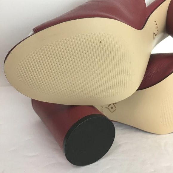 Katy Perry The Jocelyn Mulberry‎ Red Nappa Leather Ruffle Shooties Heels Size 10 - Picture 10 of 16